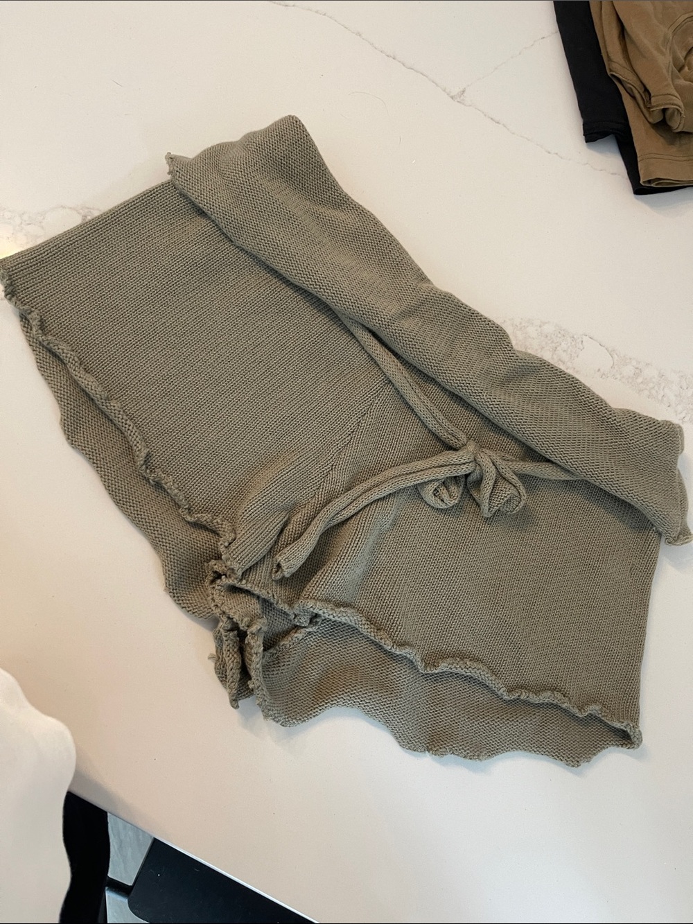 Free People Beach Knit Lounge Shorts in Olive Green